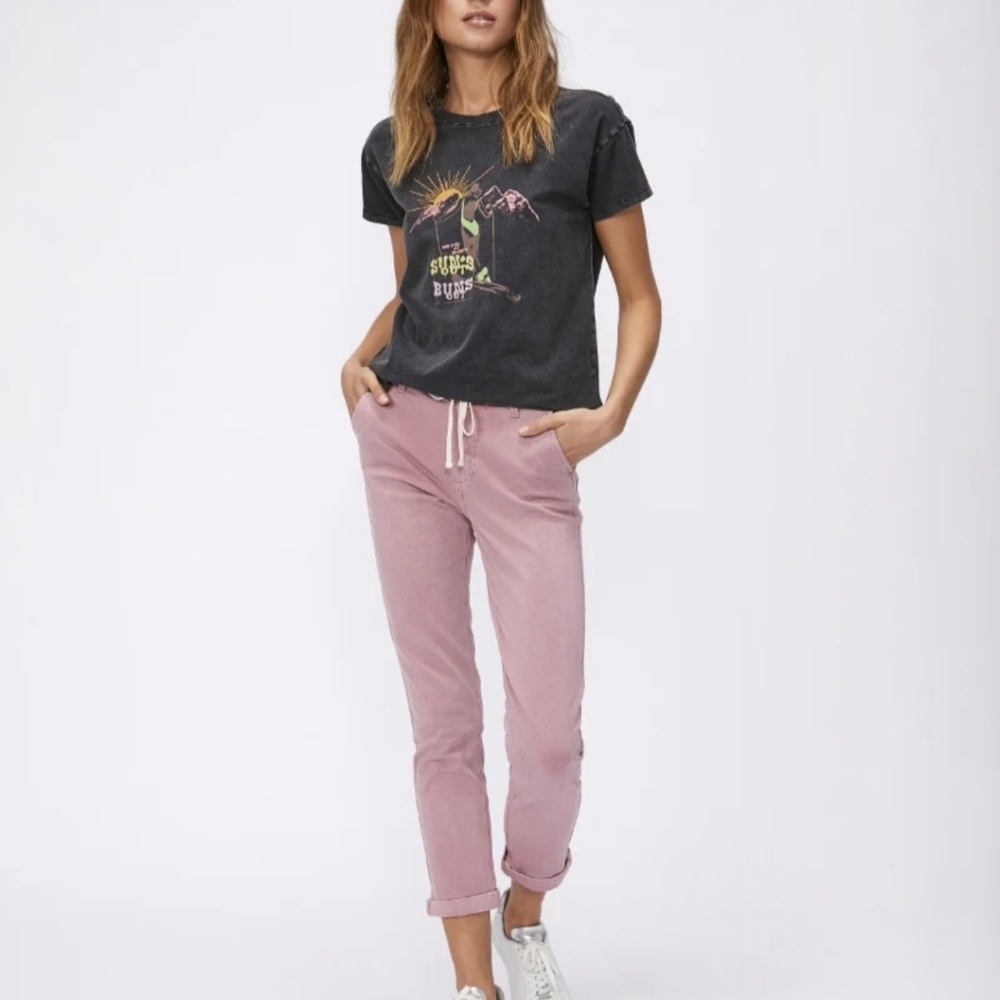 Paige Christy Pant in Vintage Muted Mauve Drawstring Jeans - Casual Comfort